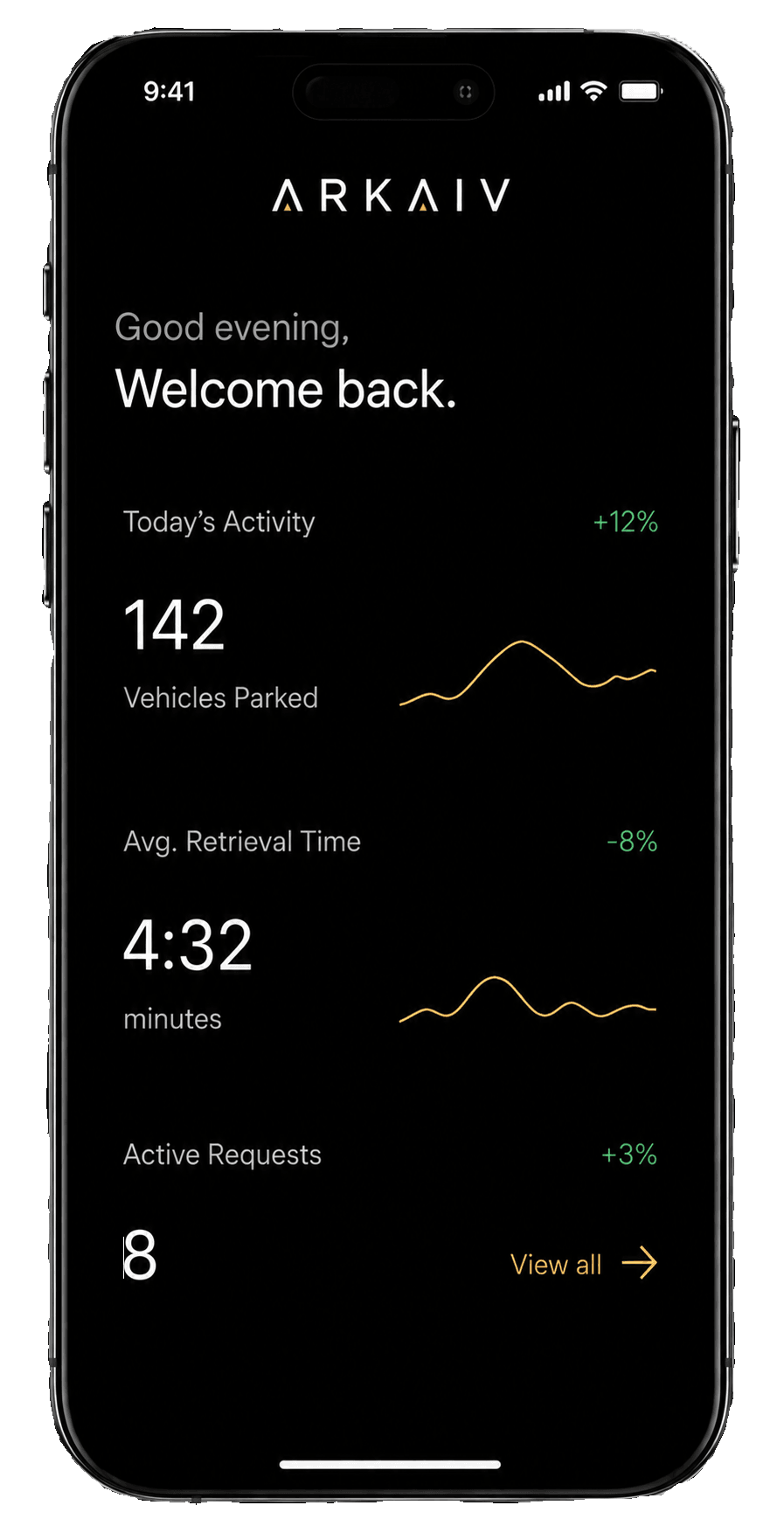 Arkaiv mobile dashboard preview